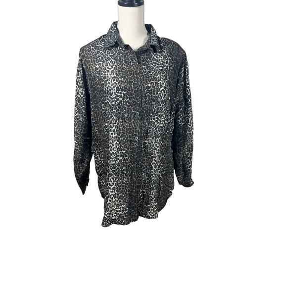Jeri Marque New York 100% Silk Cheetah Print Women’s Blouse, size M Pre-Loved! - Picture 2 of 8